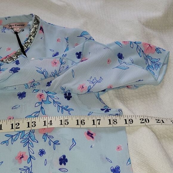 JUICY Couture Light Blue Floral Ruffle Layer Top Small NWT - Picture 3 of 6